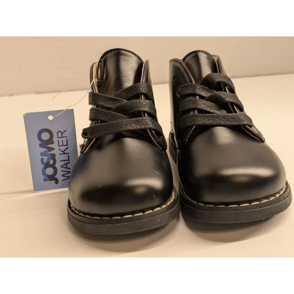 NWT Josmo Baby Shoes Walker Leather Logan NEW Classic Black Size 5.5 Lace Up